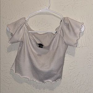 off the shoulder lettuce cut crop top